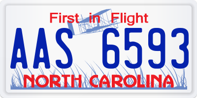 NC license plate AAS6593