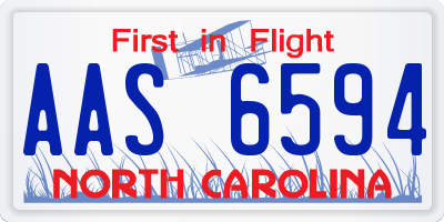 NC license plate AAS6594