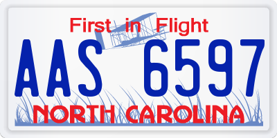 NC license plate AAS6597