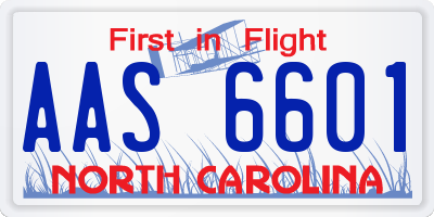 NC license plate AAS6601