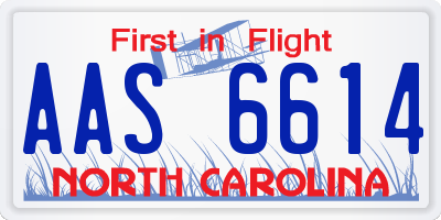 NC license plate AAS6614