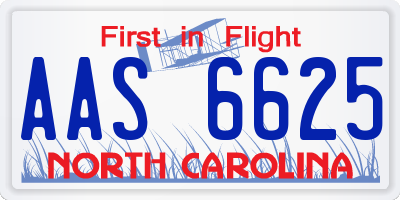 NC license plate AAS6625