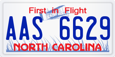 NC license plate AAS6629