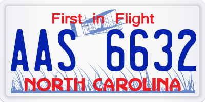 NC license plate AAS6632