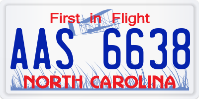 NC license plate AAS6638