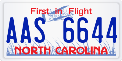 NC license plate AAS6644
