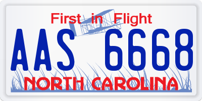 NC license plate AAS6668