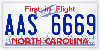 NC license plate AAS6669
