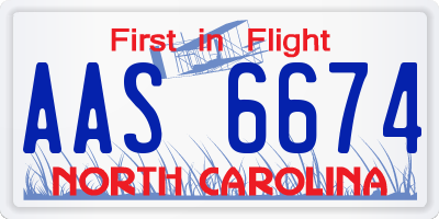 NC license plate AAS6674