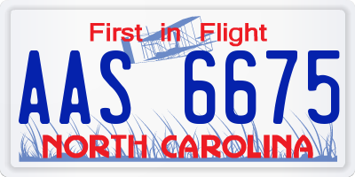 NC license plate AAS6675