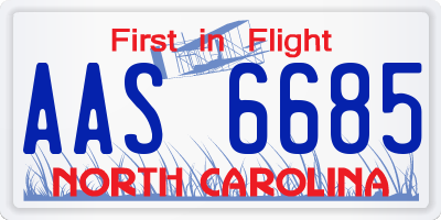 NC license plate AAS6685