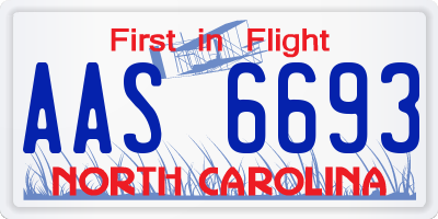 NC license plate AAS6693