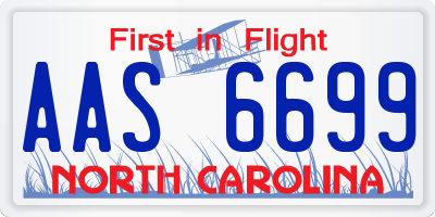 NC license plate AAS6699