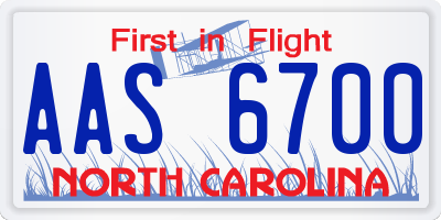 NC license plate AAS6700