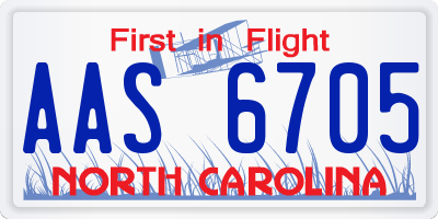 NC license plate AAS6705
