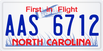 NC license plate AAS6712