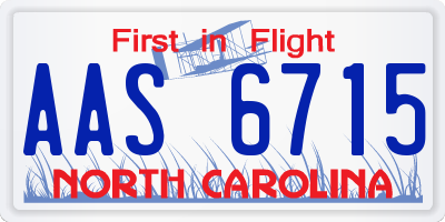NC license plate AAS6715