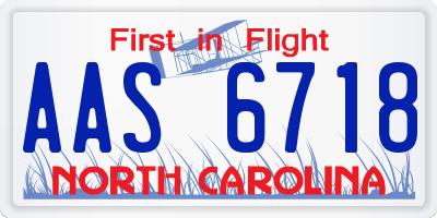 NC license plate AAS6718