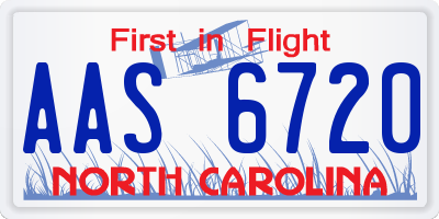 NC license plate AAS6720
