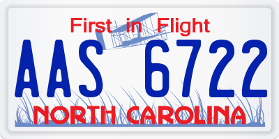 NC license plate AAS6722