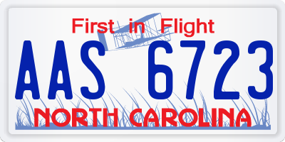 NC license plate AAS6723