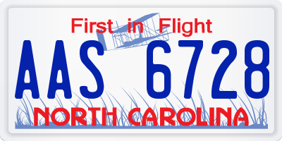 NC license plate AAS6728