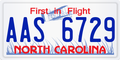 NC license plate AAS6729