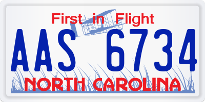 NC license plate AAS6734