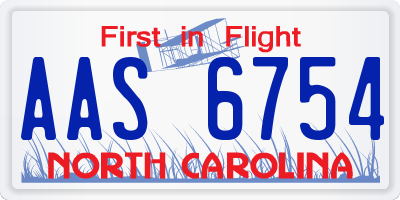 NC license plate AAS6754