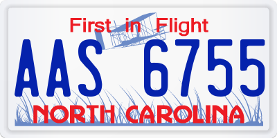NC license plate AAS6755