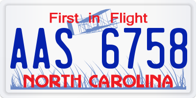 NC license plate AAS6758