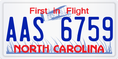 NC license plate AAS6759