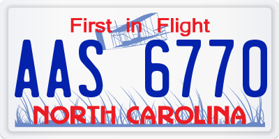 NC license plate AAS6770