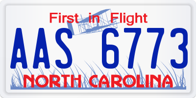 NC license plate AAS6773