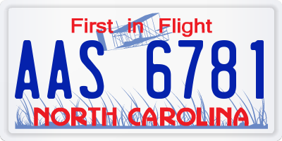 NC license plate AAS6781