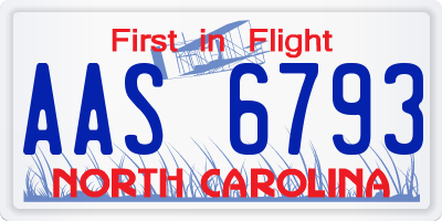 NC license plate AAS6793