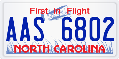 NC license plate AAS6802