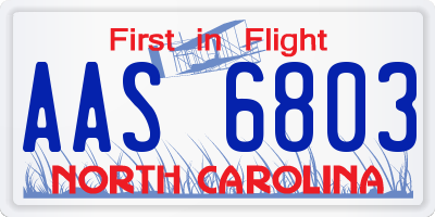 NC license plate AAS6803