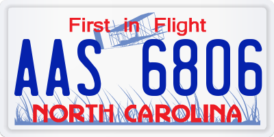 NC license plate AAS6806