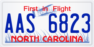 NC license plate AAS6823