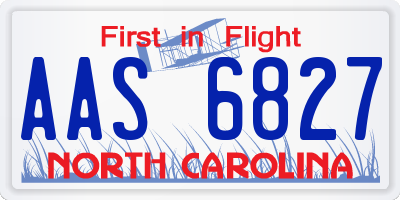NC license plate AAS6827