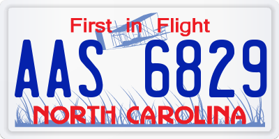 NC license plate AAS6829