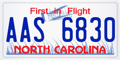 NC license plate AAS6830