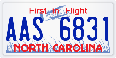 NC license plate AAS6831