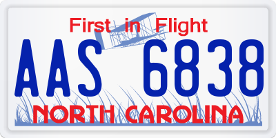 NC license plate AAS6838