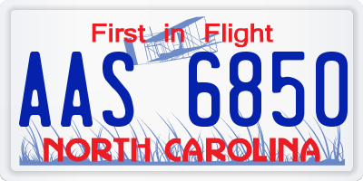 NC license plate AAS6850