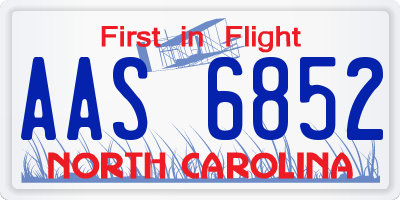 NC license plate AAS6852