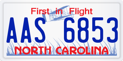NC license plate AAS6853
