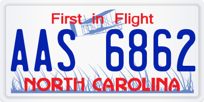 NC license plate AAS6862