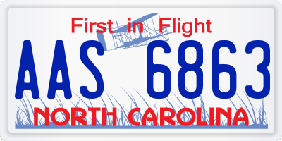 NC license plate AAS6863